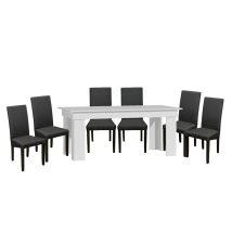 Montilla II NOU Set de sufragerie cu 6 scaune alb-Wenge