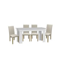 Montilla II NOU Set de sufragerie cu 4 scaune alb-Sonoma