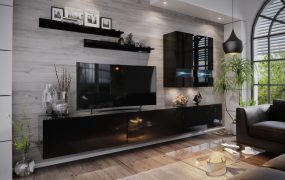   Salas 01 Modul lucios Set mobilier de perete sufragerie Negru