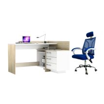   TALE V NEW Masă de computer pe colț cu scaun de birou pivotant Castell - albastru