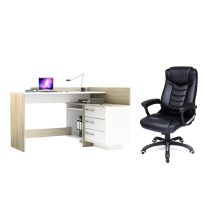   TALE V NEW Masă pe colț pentru computer cu scaun pivotant de birou Roustic Harmony - Negru