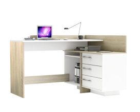 TALE V NEW Masă pe colț pentru computer cu scaun de birou pivotant ergonomic Roustic - Negru
