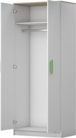 Macius 01 Dulap cu două uși alb - sonoma - Cu mâner colorat opțional