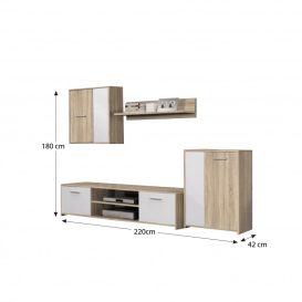 Dulap suplimentar de sine stătător - Rând de sufragerie, lemn de stejar sonoma+alb, pentru set de mobilier SMALL ASOLE II