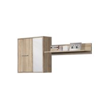   Dulap suplimentar de perete lateral stânga + raft de perete - Rând de living, lemn de stejar sonoma+alb, pentru set de mobilier SMALL ASOLE II