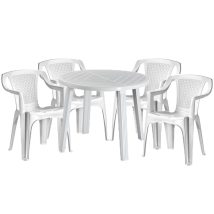   Set mobilier de gradina Genova 4 persoane, cu masa alba, 4 scaune Palermo albe