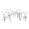 Set de mobilier de grădină Santorini pentru 4 persoane, cu o masă albă, 4 scaune albe Rhodes