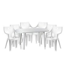   Set de mobilier de grădină Santorini pentru 6 persoane, cu masă albă, 6 scaune albe Rhodes