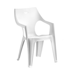 Set de mobilier de grădină Santorini pentru 6 persoane, cu masă albă, 6 scaune albe Rhodes