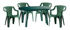   Set de mobilier de grădină Santorini pentru 4 persoane, cu masă verde, 4 scaune Palermo verde
