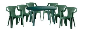   Set de mobilier de grădină Santorini pentru 6 persoane, cu masă verde, 6 scaune Palermo verde