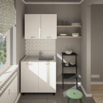   Set dulap de bucătărie inferior-superior Elba cu tavă de chiuvetă 80 cm în alb