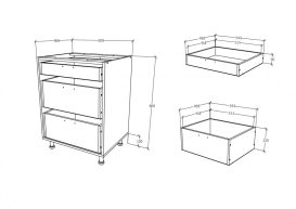 Dulap de bucătărie inferior cu 3 sertare Benita Bronz Stejar-alb 60x50x80 cm
