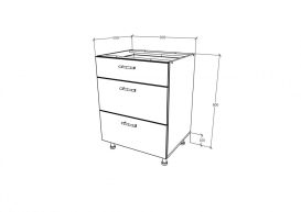 Dulap de bucătărie inferior cu 3 sertare Benita Stejar Sonoma-alb 60x50x80 cm