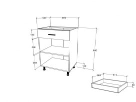 Dulap de bucătărie inferior Benita 1 sertar 2 uși Stejar Sonoma-alb 60x50x80 cm