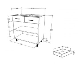 Dulap de bucătărie inferioară Benita 2 sertare 2 uși Antracit-alb 80x50x80 cm