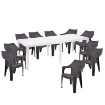   Set mobilier de gradina XXL 10 persoane cu scaune Tavira - Antracit - alb