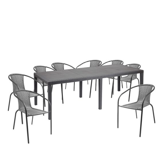 Set de mobilier de grădină XXL pentru 8 persoane cu scaune Herkules Antracit - Maro