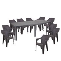  Set mobilier de gradina XXL 10 persoane cu scaune Tavira Antracit - Maro