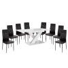 Set de sufragerie pentru 8 persoane Maasix WTG High Gloss White, cu scaune Elvira negre