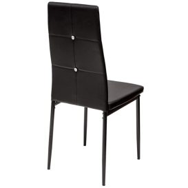 Set de sufragerie pentru 8 persoane Maasix WTS, alb-gri, lucios ridicat, cu scaune Elvira negre