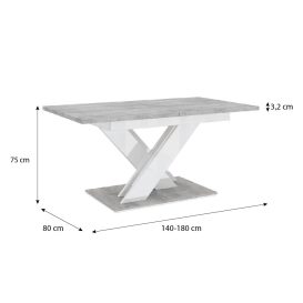 Maasix SWTG High Gloss White - Set de sufragerie din beton pentru 6 persoane cu scaune Gri Vanda