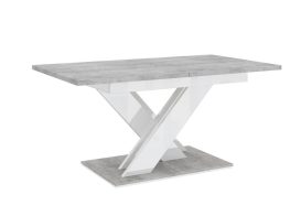 Maasix SWTG High Gloss White - Set de sufragerie din beton pentru 8 persoane cu scaune Grey Coleta