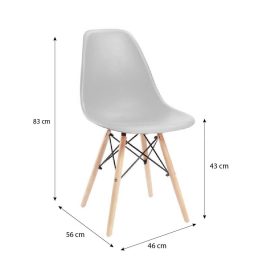 Maasix SWTG High Gloss White - Set de sufragerie din beton pentru 4 persoane cu scaune Didier gri