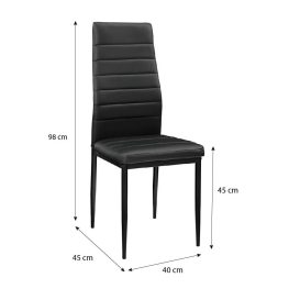 Set de sufragerie pentru 8 persoane Maasix BKG High Gloss negru cu scaune negru Coleta