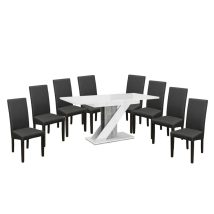   Set de sufragerie Maasix WGS gri-alb lucios Z pentru 8 persoane cu scaune gri Vanda