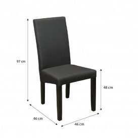 Set de sufragerie Maasix WGBS alb-negru lucios pentru 6 persoane cu scaune Gri Vanda
