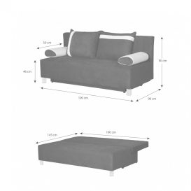 Marebello 03 canapea functie de pat cu suport lenjerie de pat, Gri