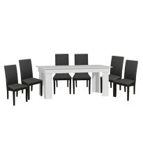 Set de sufragerie Vantilla cu 6 scaune alb-Wenge
