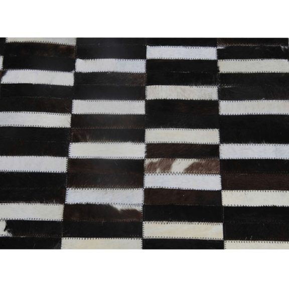 Covor din piele de lux, maro/negru/alb, mozaic, 69x140, piele SFAT 6