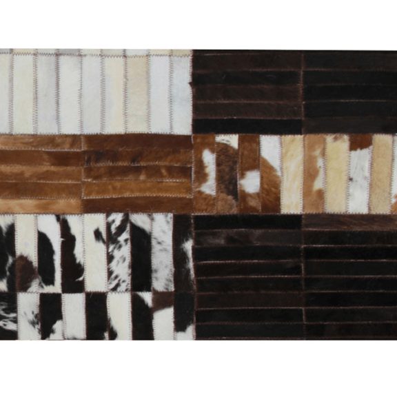 Covor din piele de lux, negru/maro/alb, mozaic, 201x300, piele SFAT 4