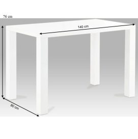 Masa de sufragerie, alb lucios HG, 140x80 cm, ASPER NEW TYPE 3