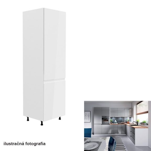 Dulap pentru frigider incorporabil, alb/gri foarte lucios, dreapta, AURORA D60ZL