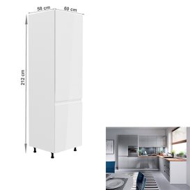 Dulap pentru frigider incorporabil, alb/gri foarte lucios, dreapta, AURORA D60ZL