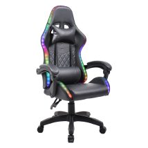 Scaun de birou/gamer cu iluminare LED RGB, negru, MAFIRO
