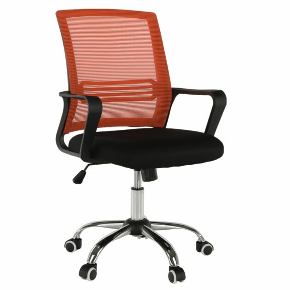 Scaun de birou, material plasă portocaliu/țesătură neagră, APOLO NOU