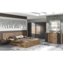   Set dormitor (pat 160x200 cm), stejar ribeck/grafit inchis, ARMENY