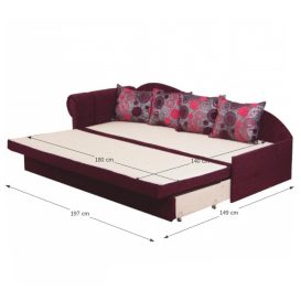 Canapea cu functie de pat, model portocaliu/ dungi, design partea stanga, AGA D