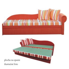 Canapea cu functie de pat, design portocaliu/ dungi, varianta dreapta, AGA D