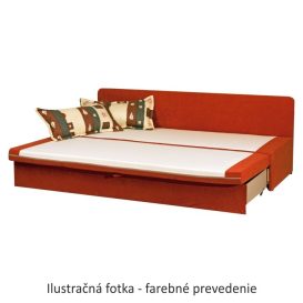 Canapea cu functie de pat si suport lenjerie de pat, stofa maro, SARA